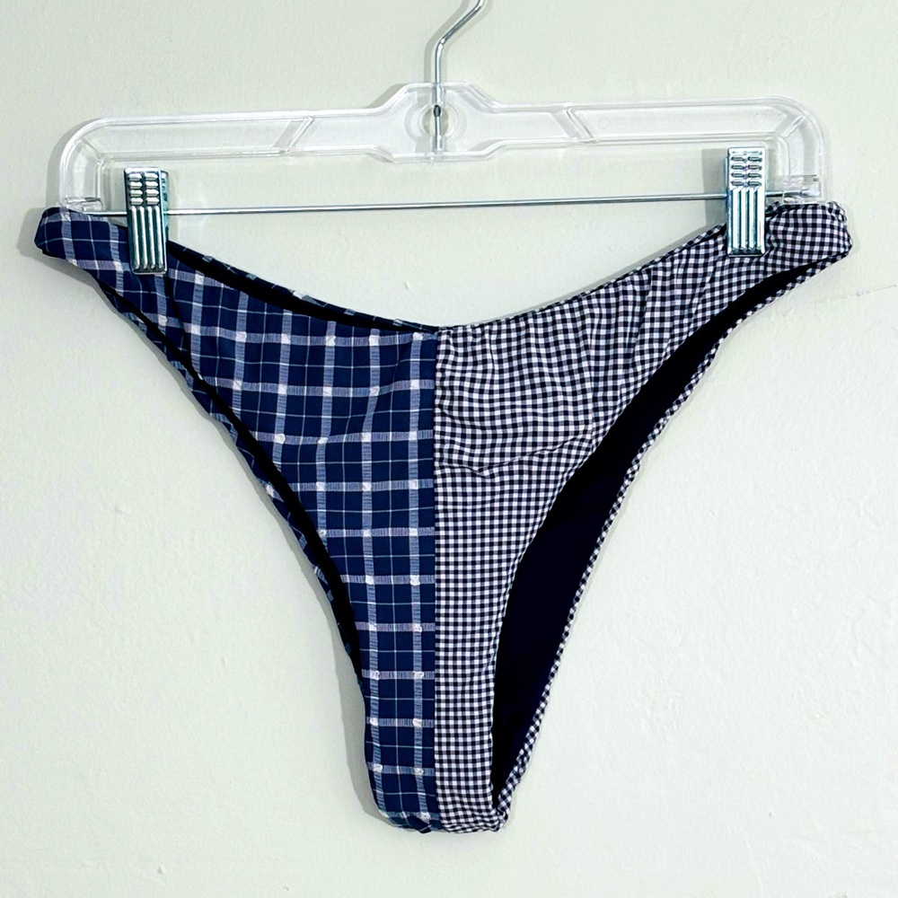 Oysho plaid high-cut bikini bottom S